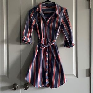 F21 Striped Button Down Dress